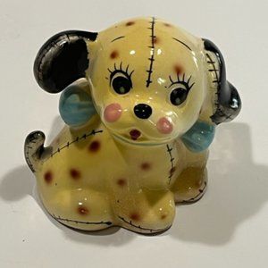 Vintage 1950's Dog Puppy Patchwork stitched Hand decorated Planter Shafford Made